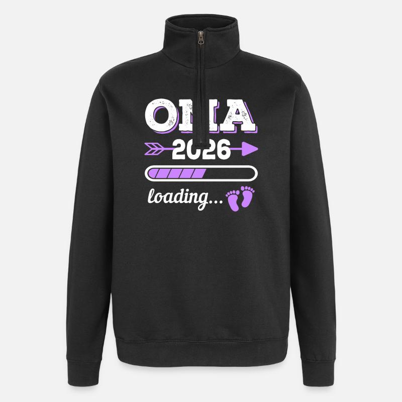 Oma 2026 Loading Schwangerschaft Geschenkidee - Quarter-Zip-Sweatshirt - Schwarz