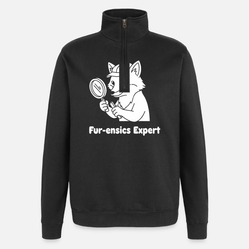 Fur-ensics Expert Detective Paw - Quarter-Zip Sweatshirt - black