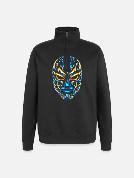 Flash Masks Lucha Neon Blue Gold - Quarter-Zip Sweatshirt - black