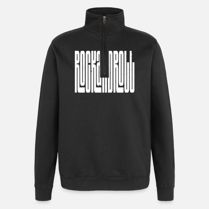 Rock'n'Roll-Logo mit fettem Logo - Quarter-Zip-Sweatshirt - Schwarz
