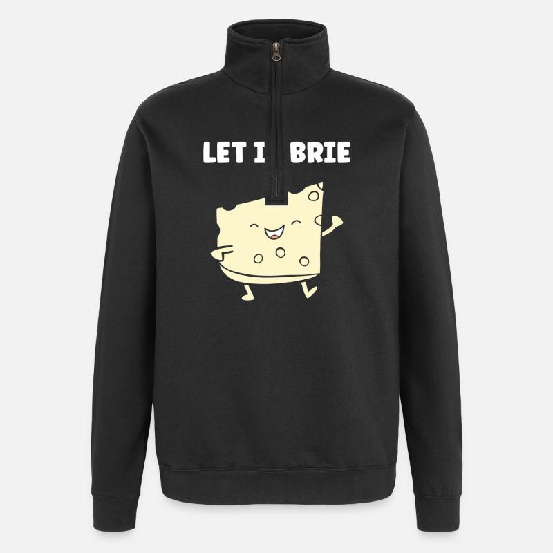 Humor brie cheese - Quarter-Zip Sweatshirt - black