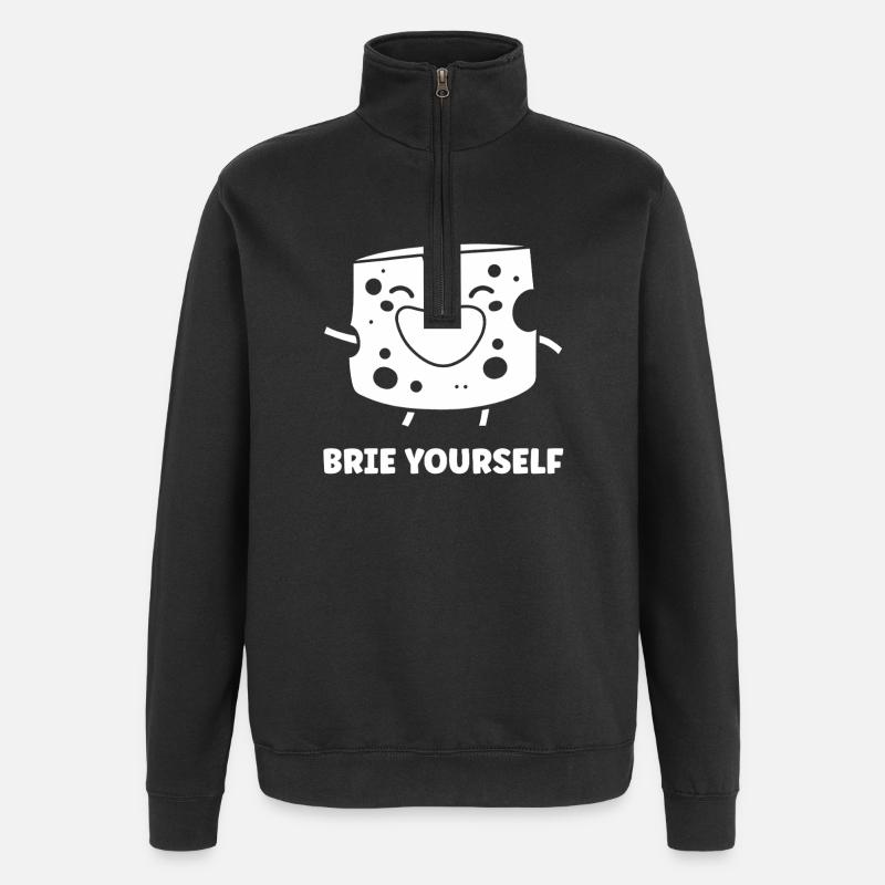 Humour fromage brie - Sweat à zip 1/4 - noir