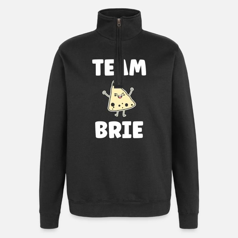 Humour fromage brie - Sweat à zip 1/4 - noir