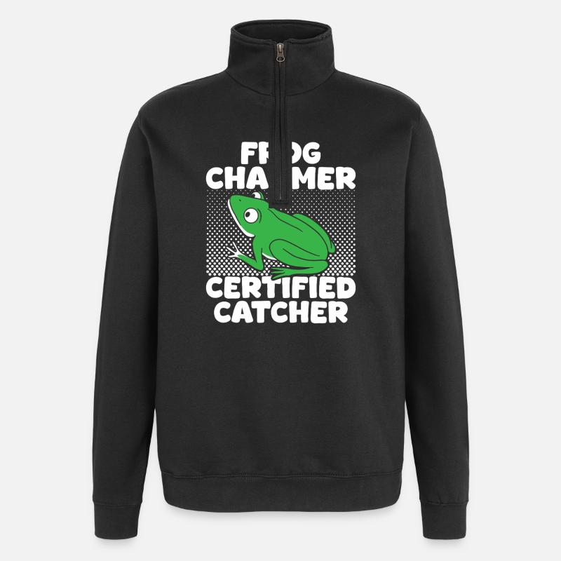 Frog Catcher Charmer Cretified Frog - Quarter-Zip Sweatshirt - black