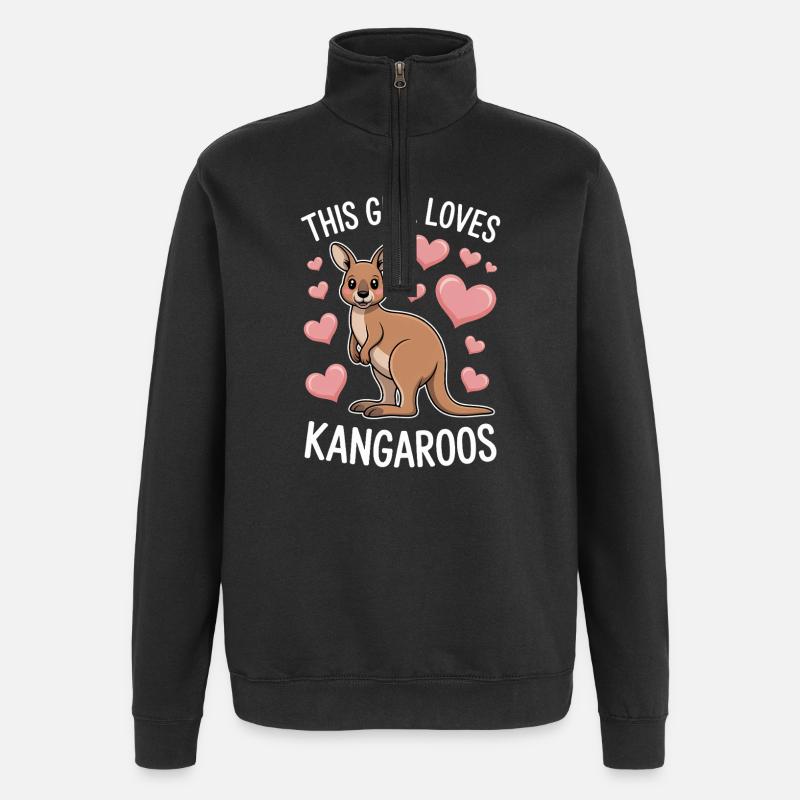 Kangaroo Spruch Mädchen Lustige Kangaroo Geschenk - Quarter-Zip-Sweatshirt - Schwarz