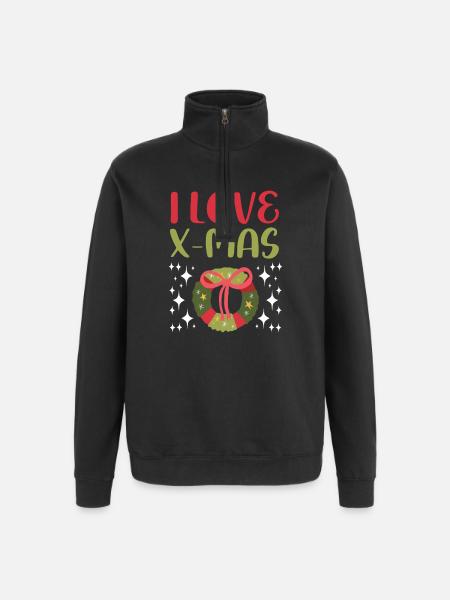 I love Xmas Christmas - Quarter-Zip Sweatshirt - black