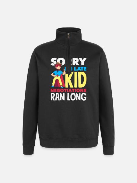 Sorry I'm late. - Quarter-Zip Sweatshirt - black