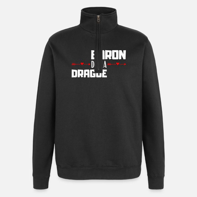 Baron de la Drague - Sweat à zip 1/4 - noir