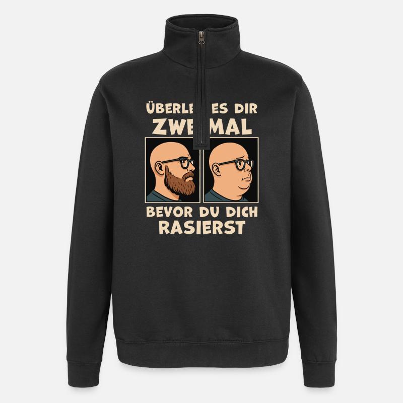Vorher Nachher Rasurwitz Bartträger - Quarter-Zip-Sweatshirt - Schwarz