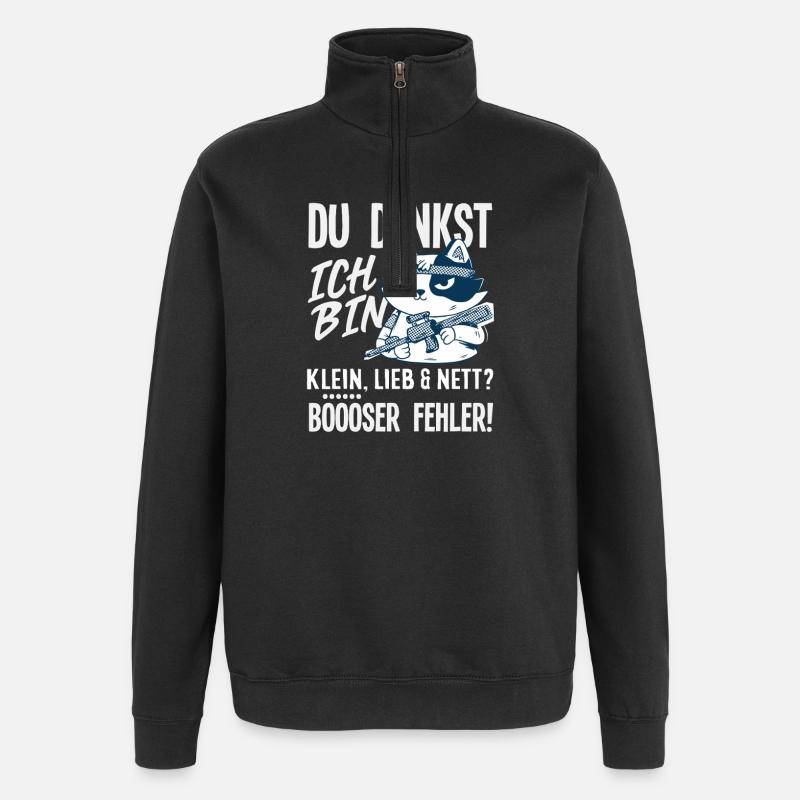Bad mistake little cat - Quarter-Zip Sweatshirt - black