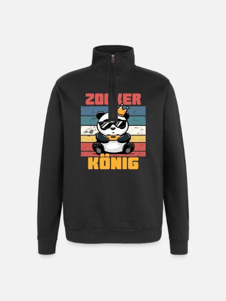 Zocker König Krone gaming - Quarter-Zip-Sweatshirt - Schwarz
