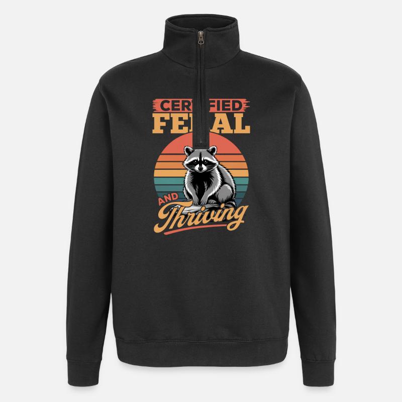 Drôle de raton laveur - Sweat à zip 1/4 - noir