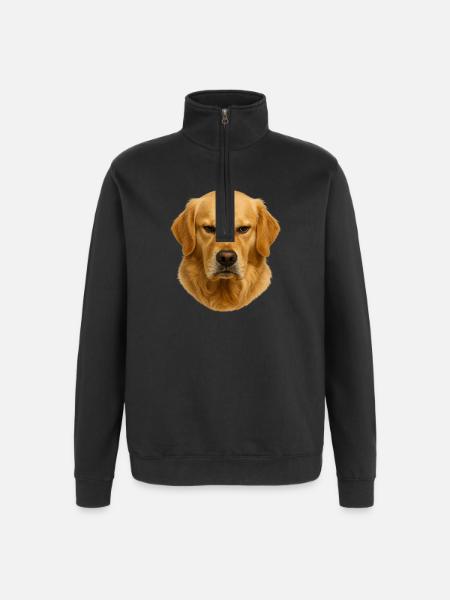Golden Retriever Head Portrait - Quarter-Zip Sweatshirt - black