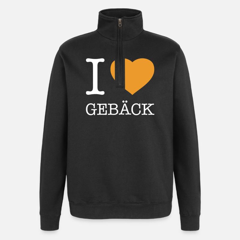 I love Gebäck - Quarter-Zip-Sweatshirt - Schwarz