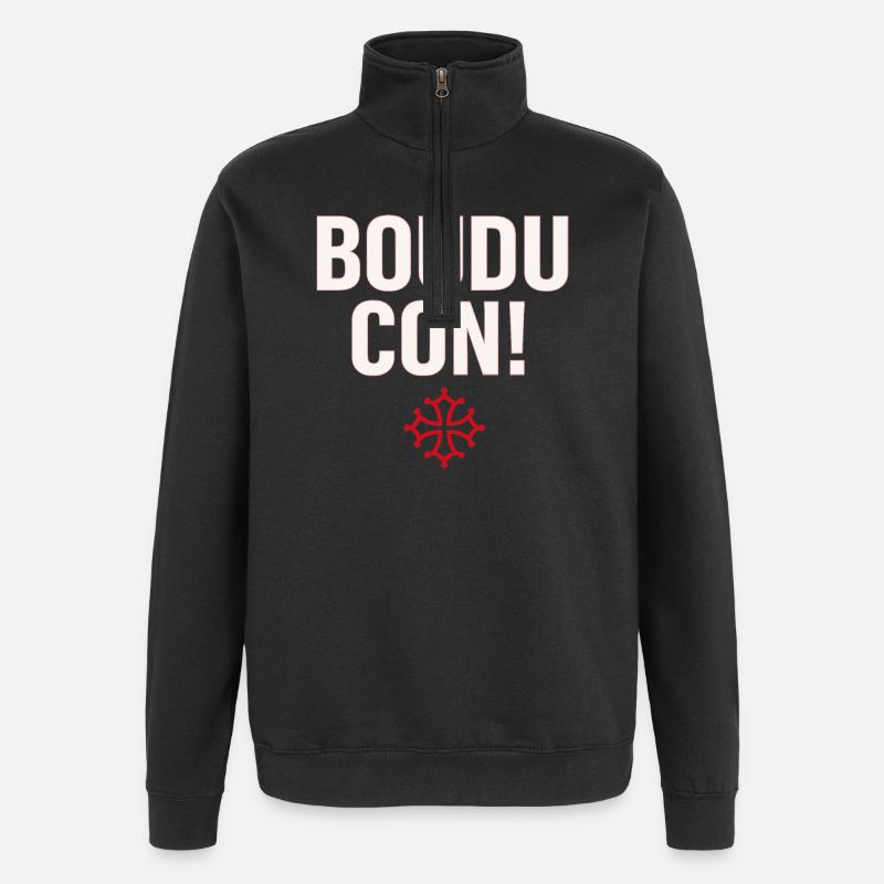Boudu con ! - Sweat à zip 1/4 - noir