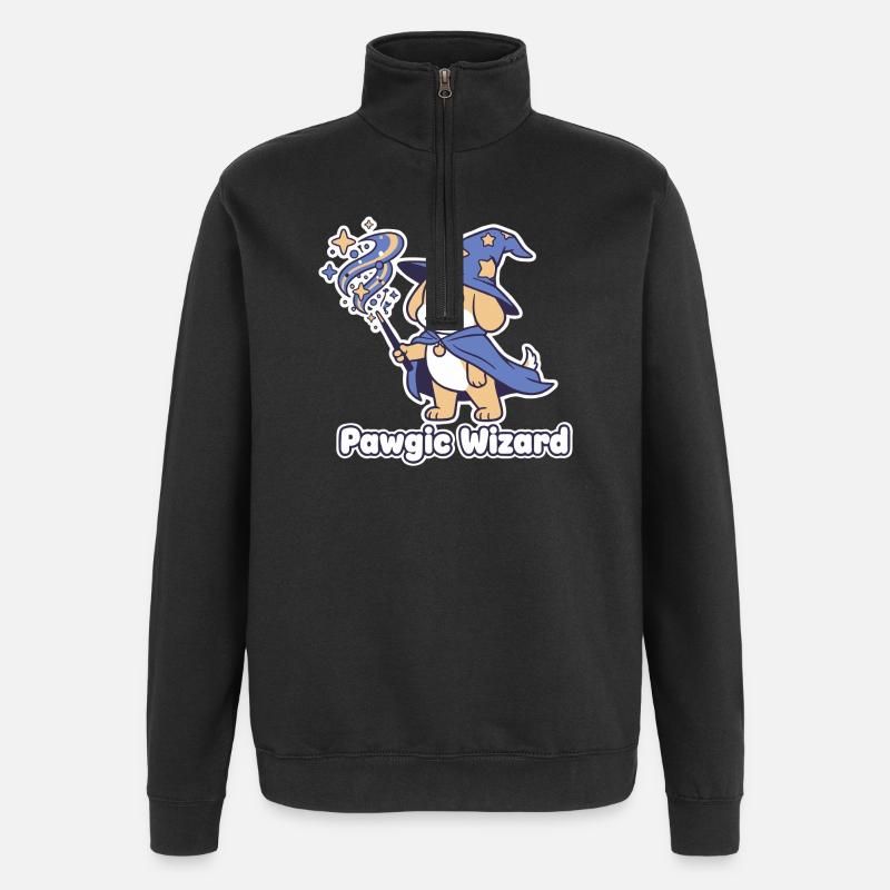 Pawagic Wizard Chien Magique - Sweat à zip 1/4 - noir