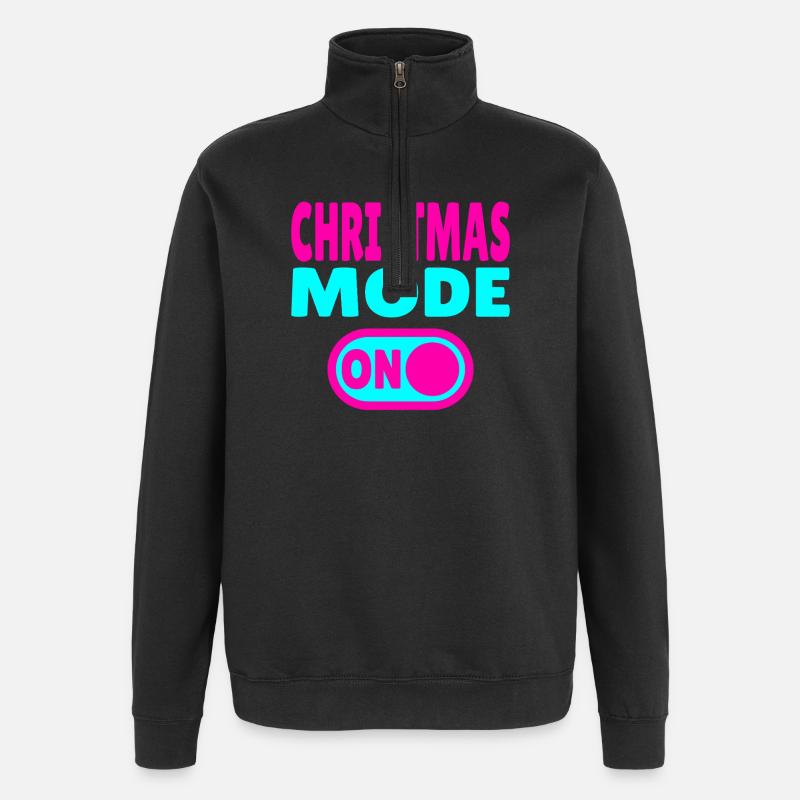 Christmas Mode ON - lustige Weihnachts-Sprüche - Quarter-Zip-Sweatshirt - Schwarz