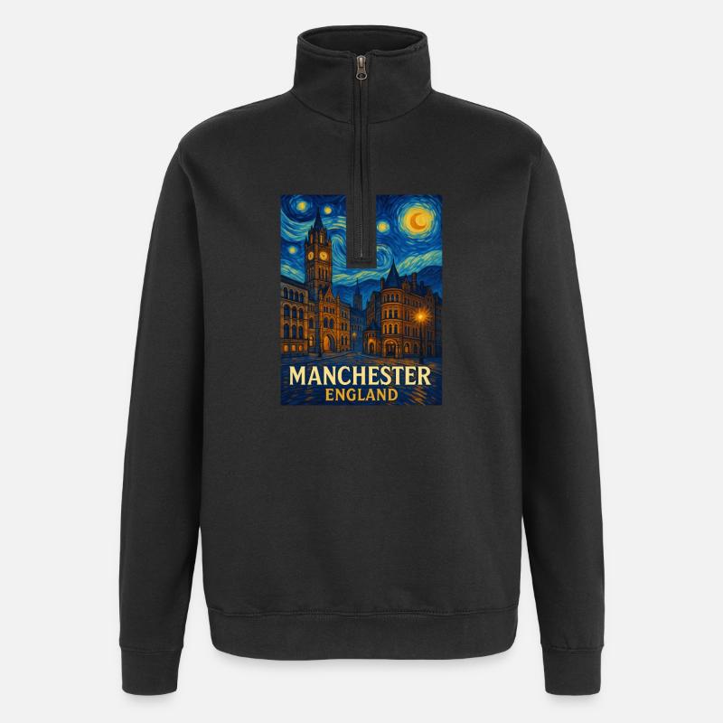 Manchester, Angleterre - Sweat à zip 1/4 - noir