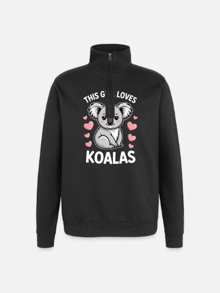Koala Spruch Mädchen Lustiges Koala Geschenk - Quarter-Zip-Sweatshirt - Schwarz