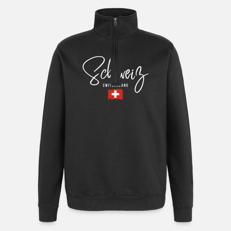 Hergestellt in der Schweiz, Schweizer Stolz - Quarter-Zip-Sweatshirt - Schwarz