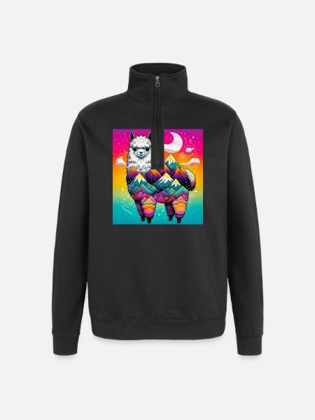 Alpaka - Quarter-Zip-Sweatshirt - Schwarz