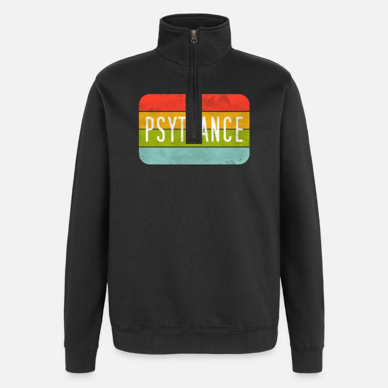 Psytrance Rainbow Stripes - Quarter-Zip Sweatshirt - black