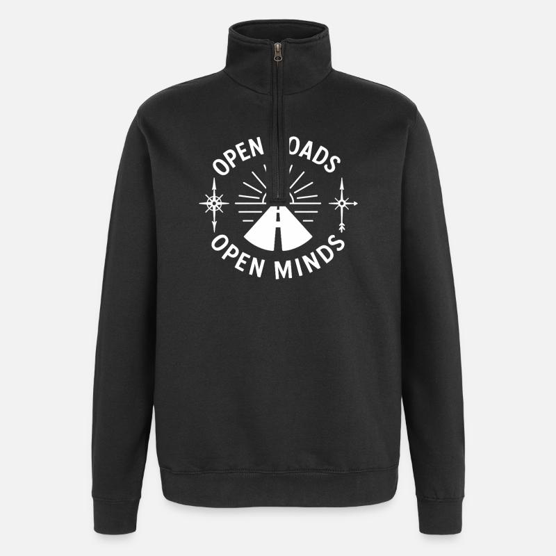 Rues ouvertes, pensées ouvertes - Sweat à zip 1/4 - noir