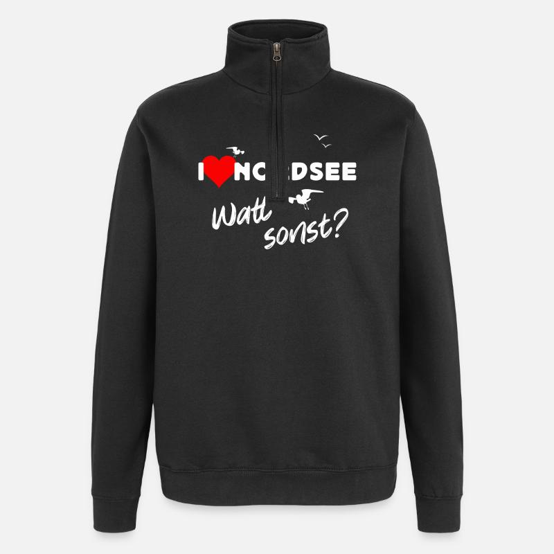 Nordsee Liebe Watt Design - Quarter-Zip-Sweatshirt - Schwarz