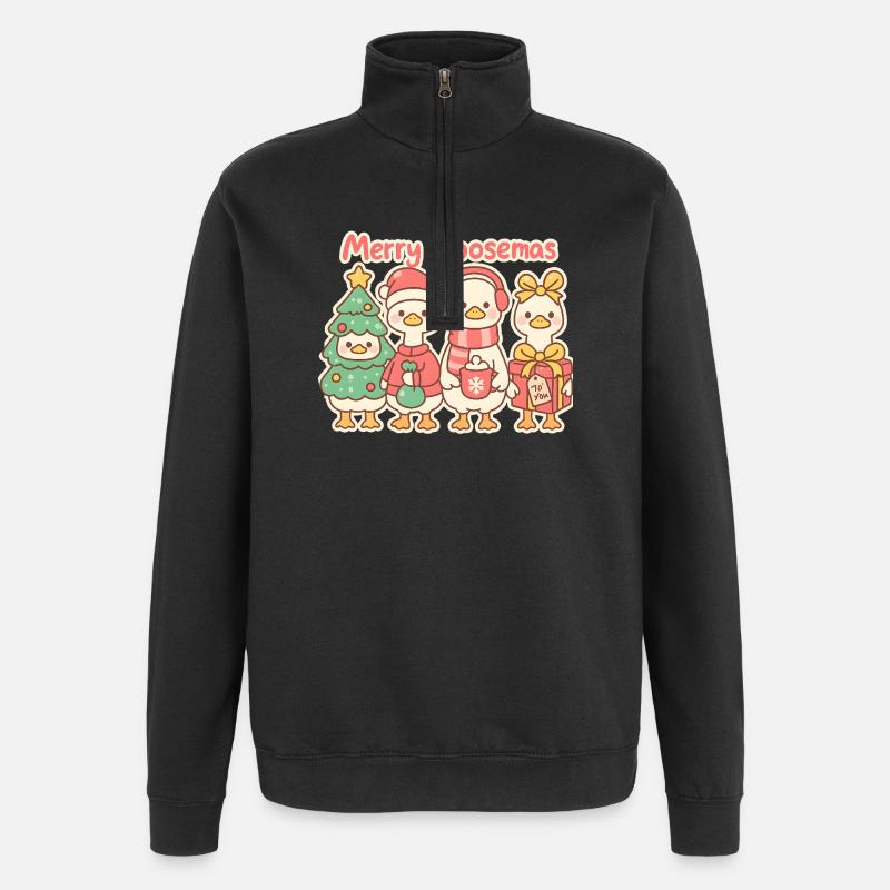 Merry Goosemas Trio, Ducklins - Quarter-Zip Sweatshirt - black