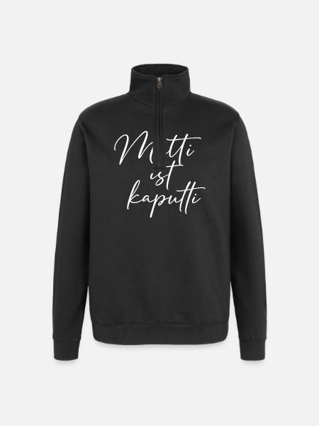 Mom is broken (white) / hand lettering design - Quarter-Zip Sweatshirt - black