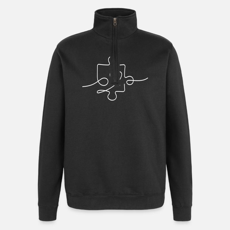 Puzzle Linie mit Herz - Quarter-Zip-Sweatshirt - Schwarz