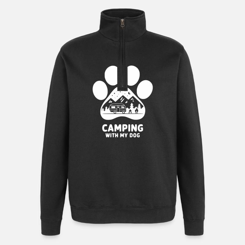 Camping avec chien campeur - Sweat à zip 1/4 - noir