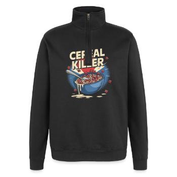 Cereal Killer - Retro Frühstück - Quarter-Zip-Sweatshirt - Schwarz - Vorne - AI Model Female 172 light (172cm) & AI Model Male 178 dark (178cm)