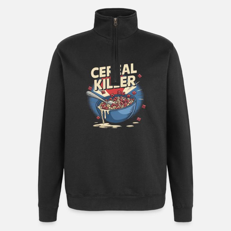 Cereal Killer - Retro Breakfast - Quarter-Zip Sweatshirt - black