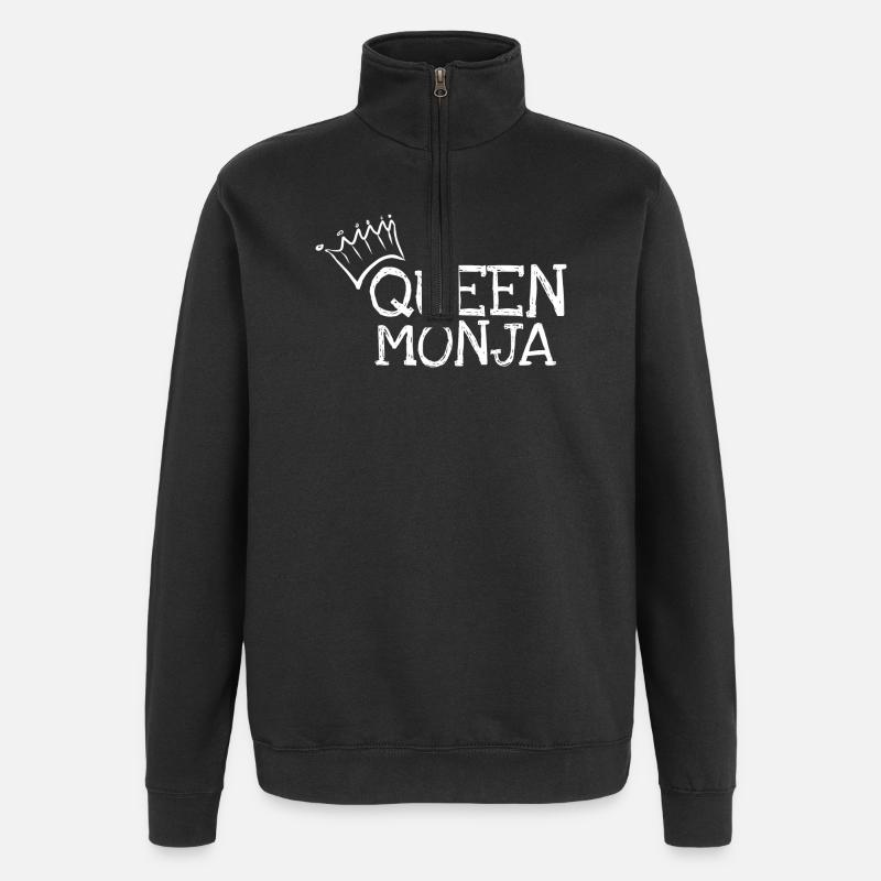 Prénom Monja - Sweat à zip 1/4 - noir
