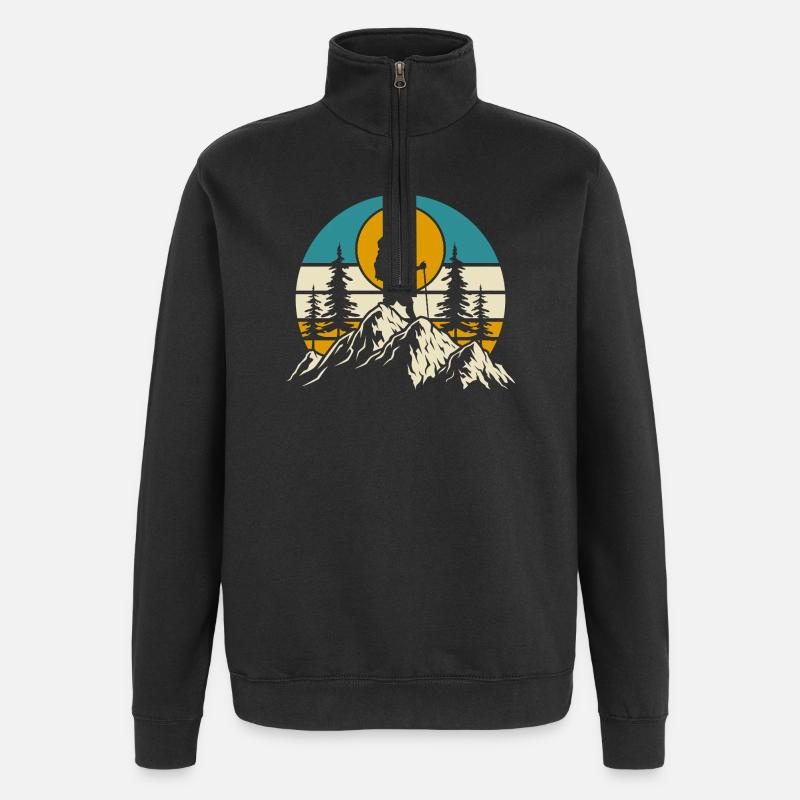 Wandern Wanderer Bergsteiger Geschenk - Quarter-Zip-Sweatshirt - Schwarz