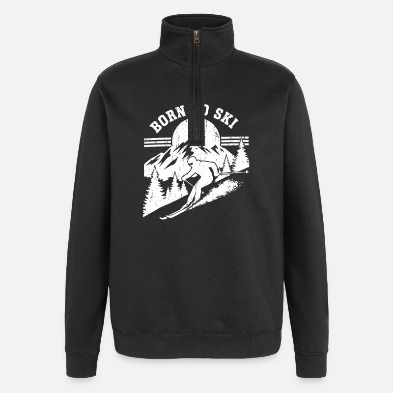 Born To Ski Design Skiing - Quarter-Zip Sweatshirt - black