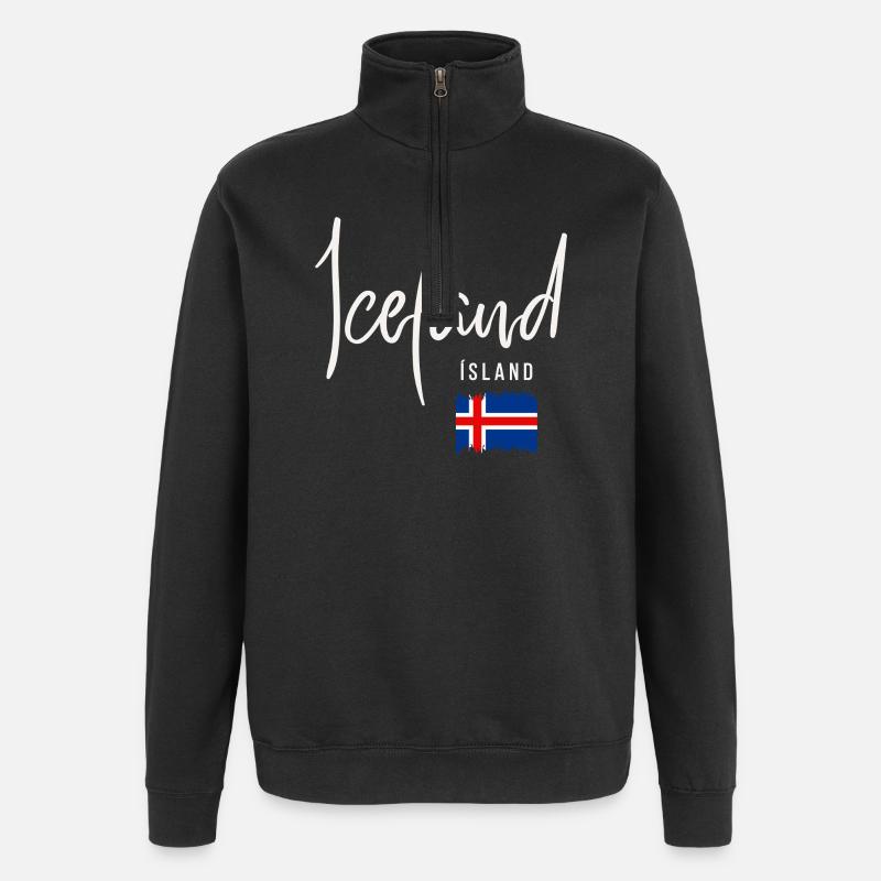 Racines islandaises, j’adore l’Islande - Sweat à zip 1/4 - noir
