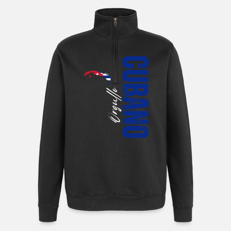 Kubanischer Stolz, vertikales Design - Quarter-Zip-Sweatshirt - Schwarz