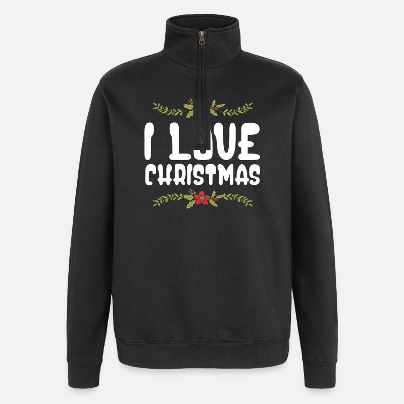 Ich Liebe Weihnachten - Quarter-Zip-Sweatshirt - Schwarz