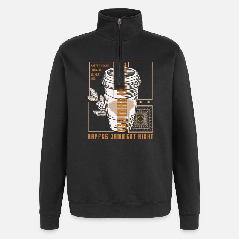 Coffee just does its job retro - Quarter-Zip Sweatshirt - black