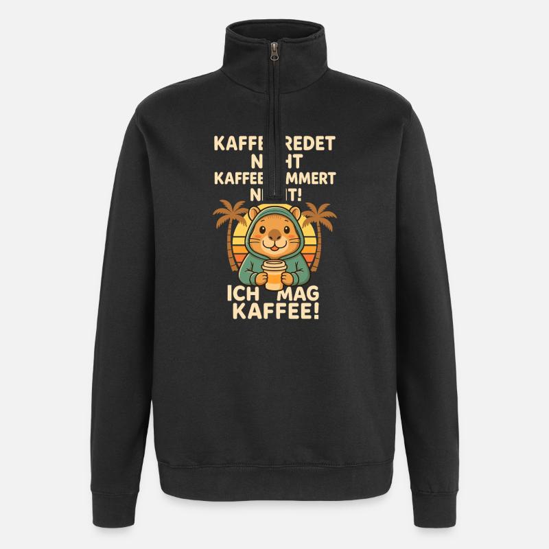 Capybara Coffee Saying Sunset - Quarter-Zip Sweatshirt - black