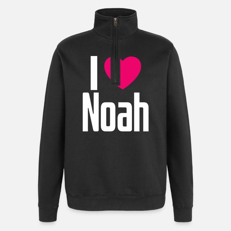 J’aime Noah Cœur Rose J’aime Noah - Sweat à zip 1/4 - noir