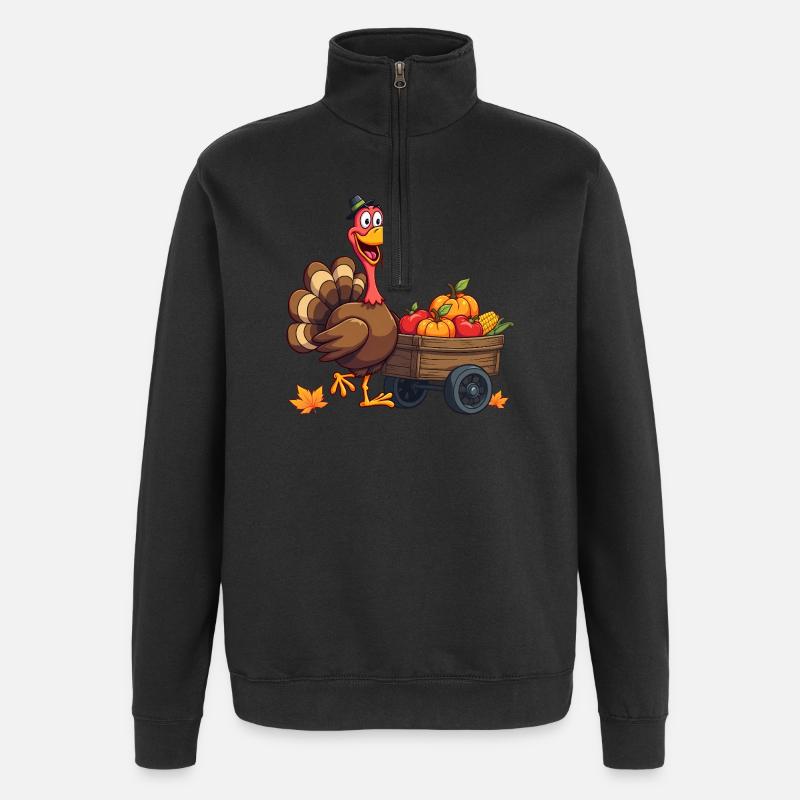 Thanksgiving Drôle Dinde de Thanksgiving - Sweat à zip 1/4 - noir