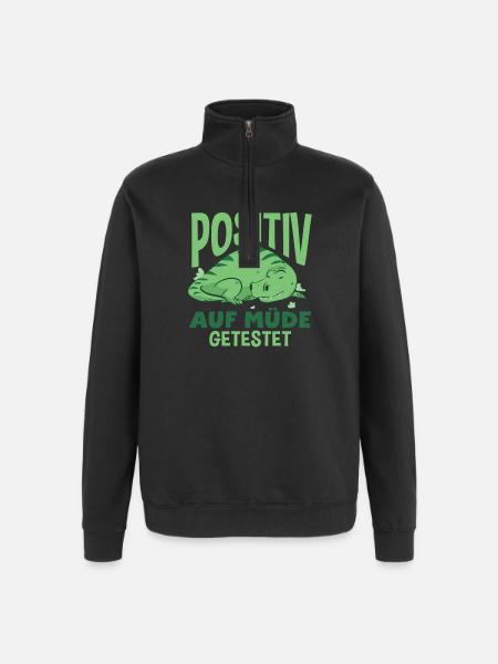 Tested Positive for Tired Dino Humor - Quarter-Zip Sweatshirt - black