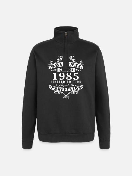 December 1985 Birthday December 1985 December - Quarter-Zip Sweatshirt - black