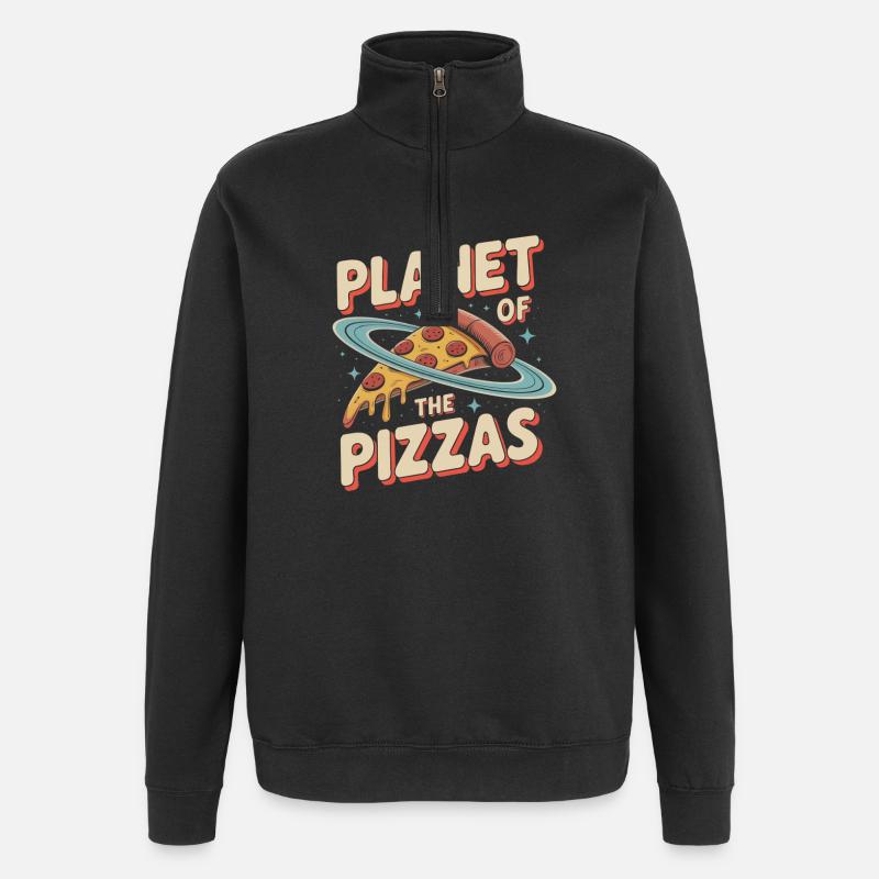 La planète des pizzas - Retro Pizza - Sweat à zip 1/4 - noir