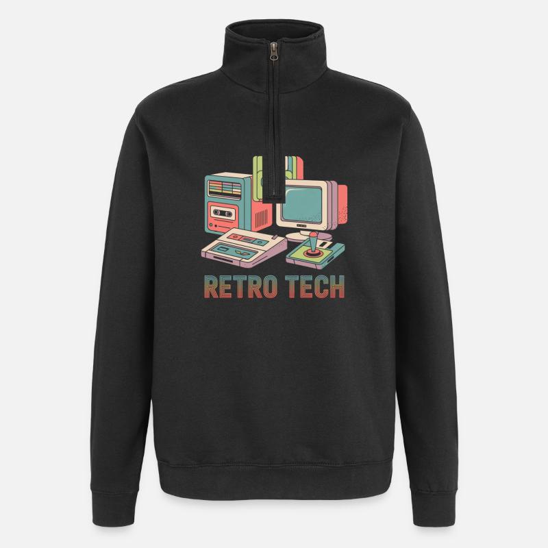 Retro Technique - Quarter-Zip Sweatshirt - black