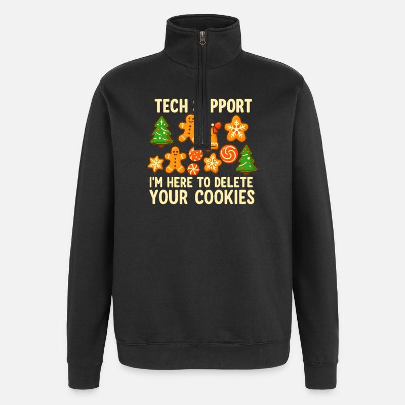 Support technique Cookie Noël Mème - Sweat à zip 1/4 - noir