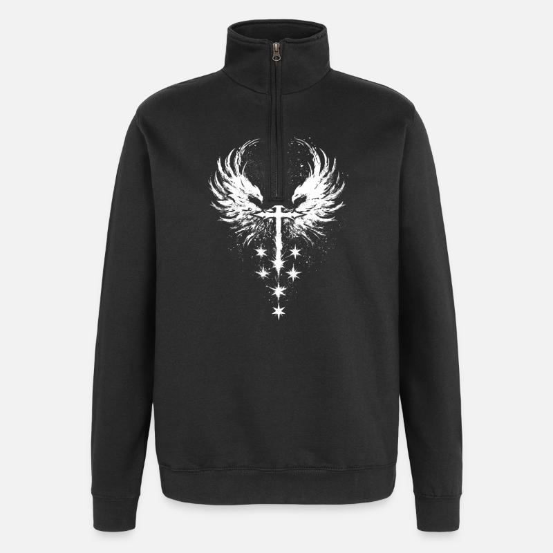 Gothique gothique Emo Croix - Sweat à zip 1/4 - noir